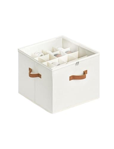 StorageWorks Shoe Organiser for Closet, Fits up to 16 Pairs, Fabric Shoe Organiser Box, Shoe Storage Organiser with Adjustable Dividers and Clear Cover, Wardrobe Shoe Storage Containers, Beige