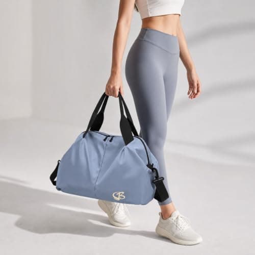 Vllcsla Sports Duffle Bag Small for Women with Wet Pocket, 45x20x27 cm, Womens Gym Tote Bag Duffle Bags, Waterproof Overnight Weekend Carry On Bags, Lightweight, for Gym/Swim/Beach (Blue) — view 2