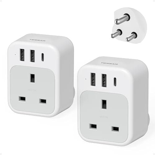 TESSAN UK to South Africa Plug Adapter, Type M Travel Adaptor with USB C