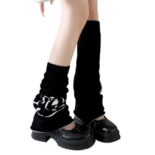 CAZSTYK Stretchy Stackable Long Leg Socks Rabbits Pattern Retro Fashion Soft Warm Legwear for Daily or Travel Wear and Layering Retro Acrylic Leg Warmer