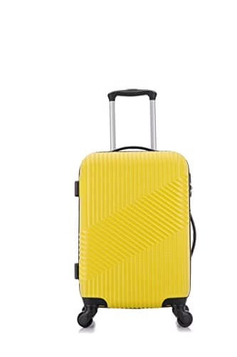 FLYMAX Cabin Luggage 4 Wheel Suitcase Lightweight Carry on 55x35x20 Approved for Flybe Ryanair Easyjet British Airways Yellow