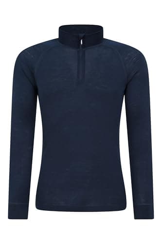 Mountain Warehouse Merino Mens Zip Neck Base Layer Top Navy 4XL — view 2
