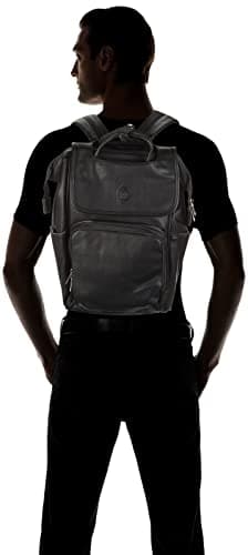 Baby Uma Award-Winning Baby Changing Bag Backpack - Leather-Style for Mum & Dad, Nappy Bag with Insulated Bottle Holders, Multiple Compartments & Changing Mat (Black) — view 2