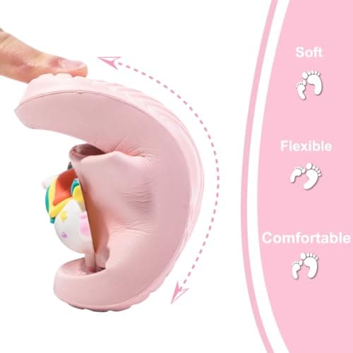 Kids Sliders Toddler Summer Slippers for Boys Girls Beach Flip Flops Anti-Slip Pool Shower Slide Sandals for Children Pink Horse 762 Toddler UK 5/5.5 (Label Size 150mm) — view 4