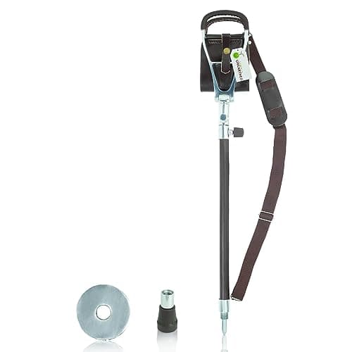 Simply Unearthed Premium Leather Seat Shooting Stick - Height Adjustable Walking Stick for Hard and Soft Ground in Town and Country