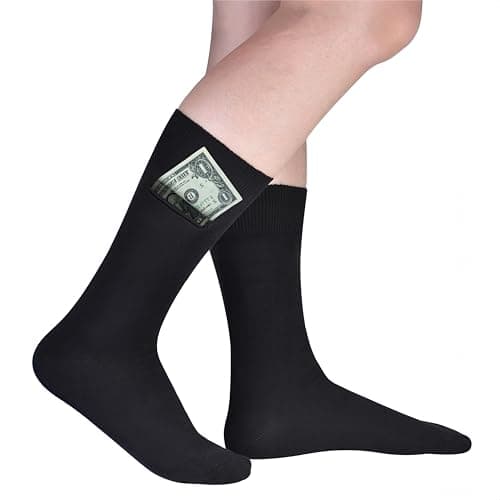 Handmade Hidden Pocket Ankle Socks with Magnetic Closure – Anti-Theft Travel Socks for Men & Women, Secure Storage for Cash, Cards, Keys | Moisture-Wicking Hiking, Running, Athletic Socks (Size 9-12)