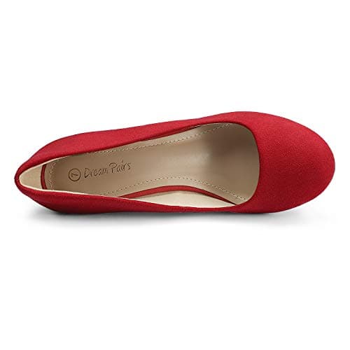 Dream Pairs Women's Ankle Strap Ballet Flats,RED,5 — view 5