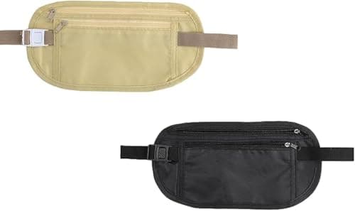 2-Pack Hidden Anti-Theft Money Belts for Travel, Waterproof and Adjustable Concealed Pouch for Men and Women, Secure and Stylish Travel Money Belt for Running, Hiking, and Dog Walking