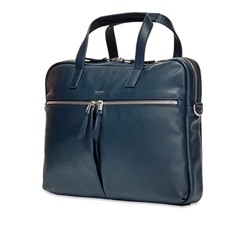 KNOMO Leather Hanover 14 Inch Laptop Briefcase Shoulder Bag Work Bag for Women, Navy — view 5