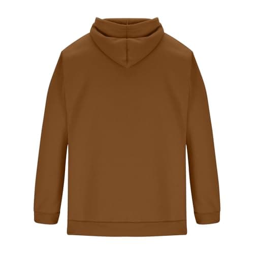 Mens Casual Hoodies Pullover Hooded Sweatshirt, Long Sleeve Hoodie, Relaxed Fit Jumpers Top Windproof Winter Outwear with Kangaroo Pocket, Conference Travel & Park Lounging Walking & Outdoors Coffee — view 3