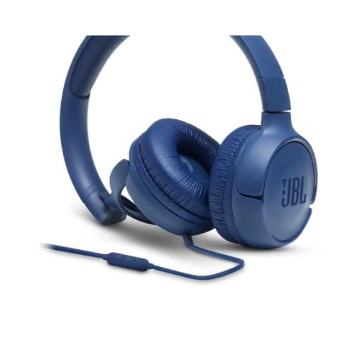 JBL Tune 500 On-Ear Lightweight Foldable Headphones with Pure Bass Sound, 1-Button Remote with Built-In Microphone, Blue — view 6