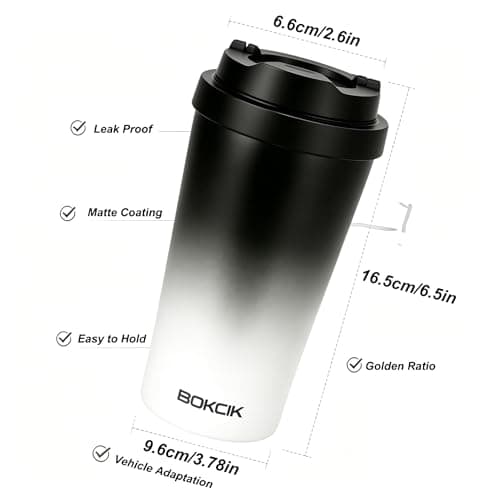 BOKCIK 400ml Insulated Travel Mug with Leak-Proof Safety Lock Pop-up lid — view 2