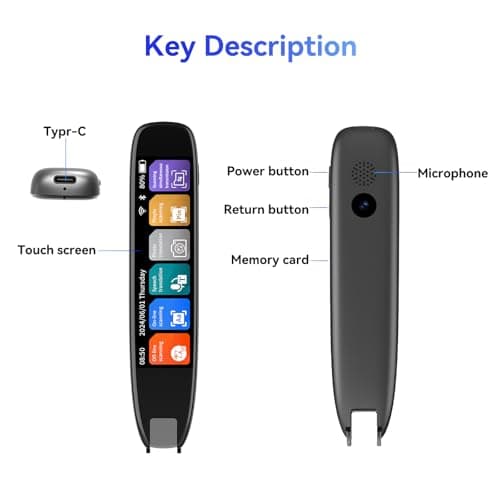 Scan Reader Pen, 142 Languages Scan Translator Pen,Supports Speech & Scan to Text, Real Time Pen Reader Scanner,Smart Reading Pen for Dyslexia, Elderly, Kids, Students (Dark Grey) — view 5