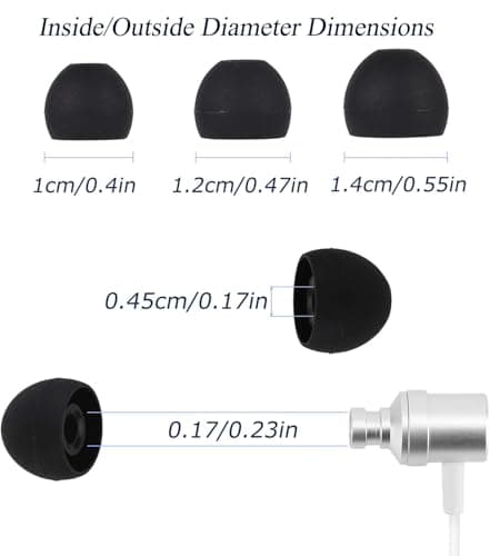 Set of 18 Silicone Tips For Earphones Earplugs Replace Earbuds Soundproof Cap for In-Ear Headphones Replacement Eartips 3 Different Size (S/M/L) Black — view 2
