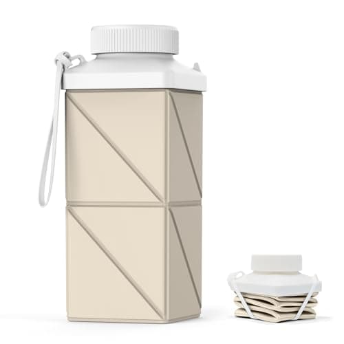 Mefold Collapsible Water Bottles 17.4oz(516ML), 2nd Generation Leakproof BPA-Free Silicone Travel Water Bottle,Lightweight Reusable Water bottle, Portable for Travel Cycling Gym Sports,Champagne White