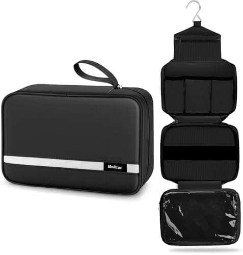 Maliton Hanging Toiletry Bag, Waterproof Wash Bag with 4 Compartments