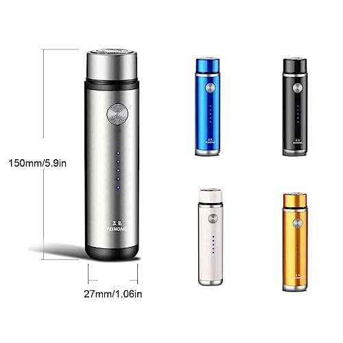 dijiusidy Electric Mini Shaver USB Charging LED Battery Display Pocket Home Car Travel Shaving Machine Trimmer for Man Male, Gold — view 2
