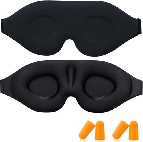 Sleep Mask for Women & Men, 100% Blackout Eye Mask with 2 Pairs Ear Plugs, Zero Pressure 3D Contoured Blindfold for Side Sleepers, Adjustable & Breathable for Travel, Nap, Deep Sleep