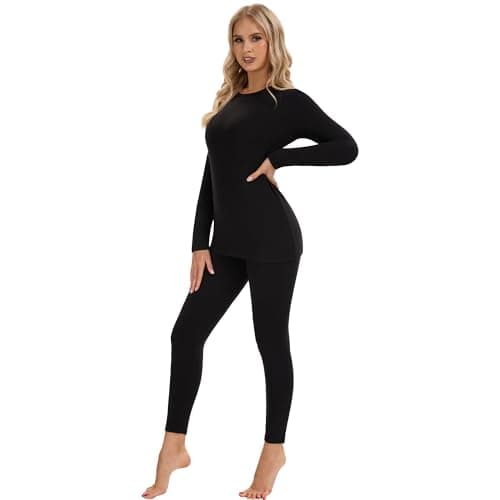 DDOBB Womens Thermal Underwear Sets Black,XL