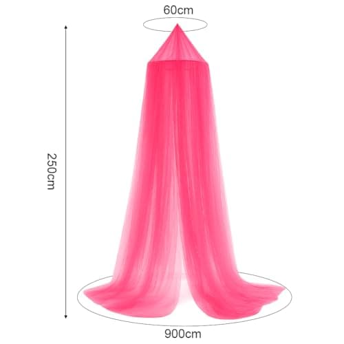 Vicloon Bed Canopy, Mosquito Net for Single Beds, Princess Canopy, Round Dome Hanging Bed Curtains for Girls Room Decor (Pink) — view 2