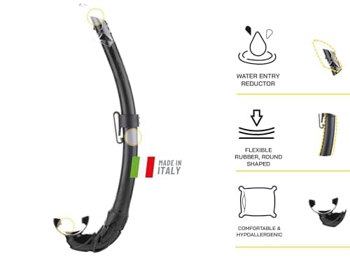 Cressi Perla Separate Glass Mask & Snorkel Set for Adults - Low-Volume Diving Mask - Dry-Top Snorkel Set - For Diving & Snorkelling - Black/Black - Combo Set Perla Mask + Mexico Snorke — view 3