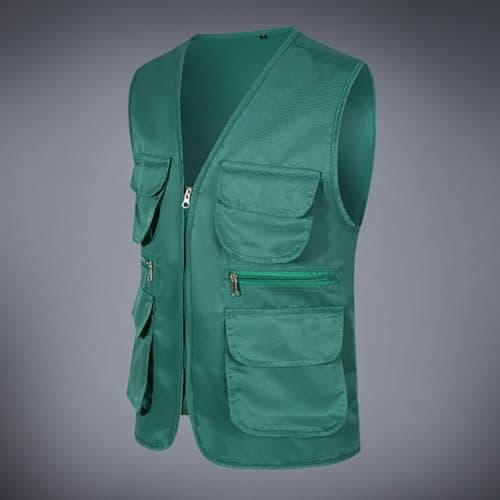 Mens Multi Pocket Fishing Waistcoat Outdoor Work Safari Travel Vest Camping Hunting Outerwear Gilet Photography Tops Cargo Utility Safari Waistcoats Breathable Mens Fishing Gilets — view 3