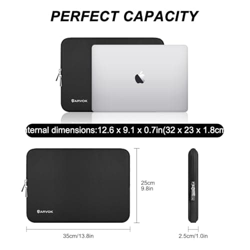 ARVOK 13 13.3 inch Computer Sleeve Bag,Waterproof Notebook for MacBook Air MacBook Pro 13 14 inch, Computer Bag for HP ThinkPad Dell Lenovo Asus Acer MSI, Black — view 4