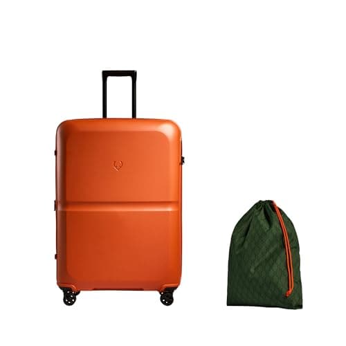 ANTLER Single Stripe Hard Shell Large Suitcase + Laundry Bag - 81x56x34cm 144L, Expandable, Lightweight, 4 Spinner Wheels, TSA Lock - Durable Large Check in Luggage - Ember Orange