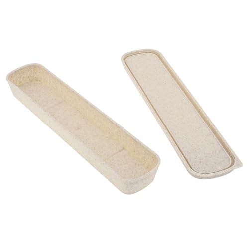 OriGlam 1pcs Portable Flatware Box Travel Tableware Storage Case Box, Utensil Case Flatware Storage for Cutlery Kit, 24 x 6 cm (Beige)