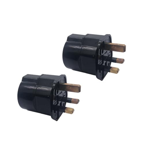 Strhowill 2 Pack Black UK 3-Pin to EU Schuko Plug Adapter