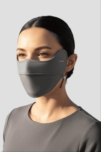 ANNIOU UPF 100 Sun Protection Face Mask – Lightweight Cooling UV Face Cover for Men & Women, Breathable Antibacterial Fabric, Adjustable Ear Loops for Outdoor Cycling, Running & Travel (Gray) — view 2