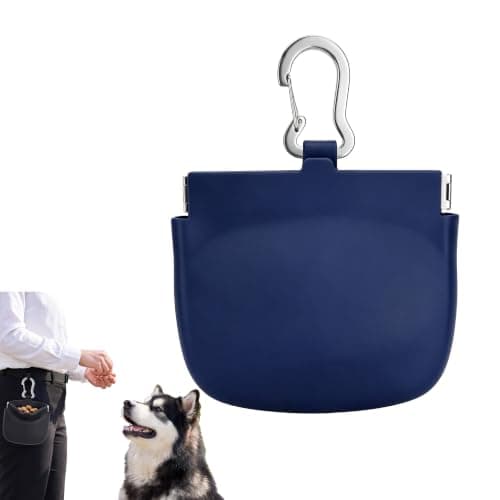 Silicone Dog Treat Pouch for Dog Training,One-Hand Access Dog Treat Bag,Dogs Training Treat Pouch with Hook Ring & Magnetic Closure,Portable Small Puppy Bag for Daily Walking,Training,Travel (Blue)
