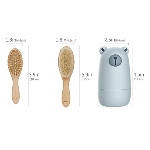 6-in-1 Baby Grooming Set, Natural Wooden Hairbrush and Comb, Nail Clippers,Nail Scissors, Nail File and Tweezers for Kids and Newborns in Nice Gift Box (blue b) — view 6