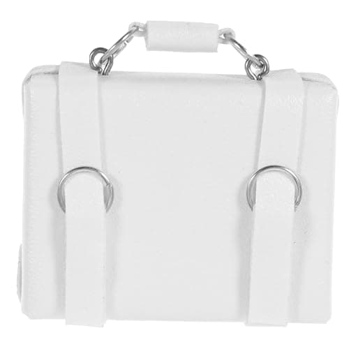 BCOATH Miniature White Suitcase Toy for Dollhouse Play, Vintage Cute