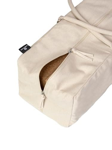 Yoga Studio Yoga Kit Bag | YKK Full Zipp Fastening Carrier Equipment Bag | Cotton Yoga & Pilates Unisex Mat Bag with Storage Pocket Compartments for Mats & Accessories | Fits Most Mat Sizes - Ecru — view 3