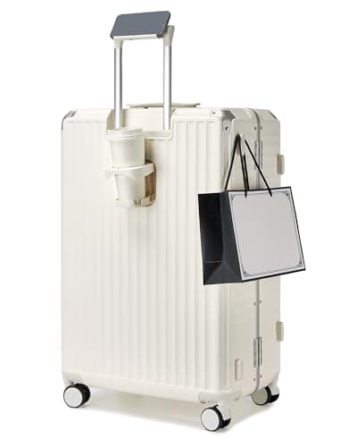 Kono 28 Inch Large Suitcase with Cup Holder, 103L PC Hard Shell Luggage