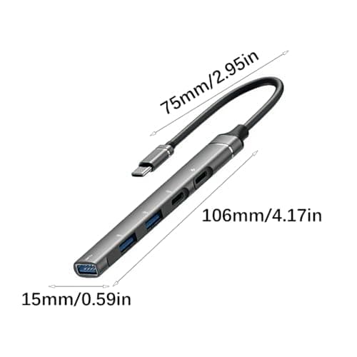 Aluminum Alloy USB C Hubs PD3.0 Fast Chargers 5Gbps Data Syncs Double USB A Port for Work Travel — view 5