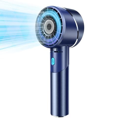 COZOME Handheld Fan, 7000RPM Turbo Portable Fan with 16H Battery, 4-Speed USB Rechargeable Mini Fan | Metal Alloy Pocket Fan, Travel Essentials for Outdoor, Travel, Office, Home | Summer Gift, Blue