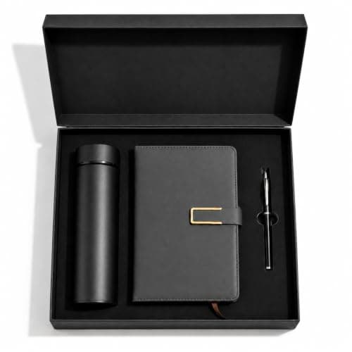 Crescent Arch Luxury Gift Set for Men and Women – Insulated Bottle, Premium Notebook and Aesthetic Pen – Perfect for Corporate Office Student and Everyday Use Stationary gift box (Black)
