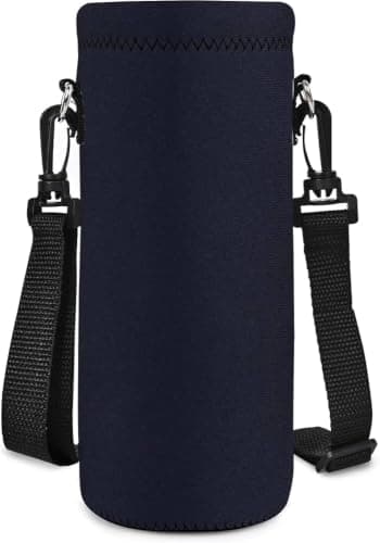 Hnycsir 750ML Neoprene Water Bottle Bag Carrier, Portable Insulated Sling Holder Case Pouch with Adjustable Shoulder Strap for Men Women Travel,Hiking,Walking,Running,Outdoor Activities (Black)