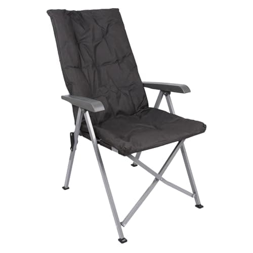 Harbour Housewares Reclining Camping Chair – Black - Padded Foldable Outdoor Chair, Adjustable Backrest, Steel Frame, Portable with Carry Bag, Garden, Festival & Beach High Back Seating