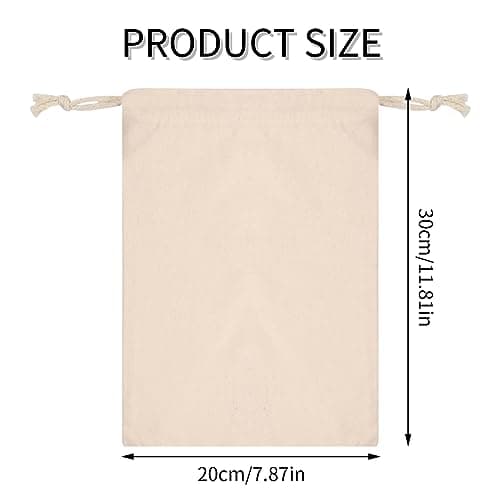 Daelesr 10 Pack Cotton Muslin Drawstring Bags, Linen Canvas Storage Bag 20 * 30cm Cotton Shopping Bags Plain for Clothes Bread Candy Cooking Gift DIY Reusable — view 2