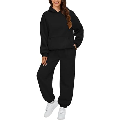 Tracksuit Womens Full Set,Co Ord Sets For Women Uk Lounge Wear Sets Ladies Heated Hoodie Womens Tracksuit Set Winter Thermal Jumpers Wide Leg Joggers Tracksuit Bottoms Matching Set Airport Outfits