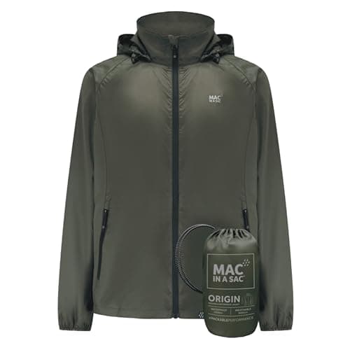 Mac in a Sac Origin II Waterproof Packable Jacket Unisex, Khaki, L