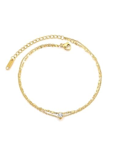 AllerPierce Gold Anklet for Women, Dainty Layered CZ Anklet Bracelet, Hypoallergenic Stainless Steel Waterproof Foot Chain, Summer Beach Jewellery Gifts for Women Girls Ladies Gold