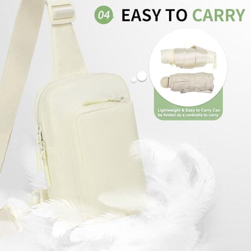 SUIKIHUM Mini Sling Bag for Men Women, Crossbody Fanny Packs Fits for 6.3" Phone, Reversible Nylon Chest Bag for Travel Running Hiking (Beige) — view 6