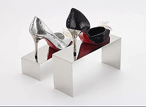 Silver Mirror Surface Stainless Steel Handbag Shoe Display Stand Racks 2PCS/SET — view 5