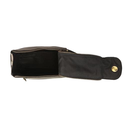 KomalC Buffalo Leather Toiletry Bag for Men & Women, Travel Pouch, Charcoal — view 5