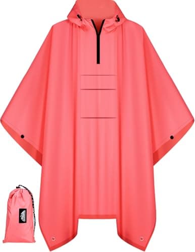 Bruvoalon Multi-functional Waterproof Rain Poncho with 1/4 Zip & Chest Pocket, 3-in-1 Outdoor Rain Poncho, Sunshade, & Ground Mat for Adults Emergency Outdoor, Burgundy