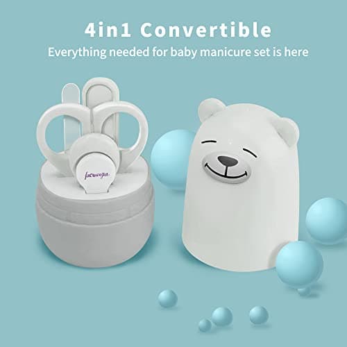 Baby Nail Clippers Set, Baby Nail Kit with Cute Case, Infant Manicure and Pedicure Health Grooming Care Can for Newborn, Kids and New Parents As Shower Gifts (White) — view 2